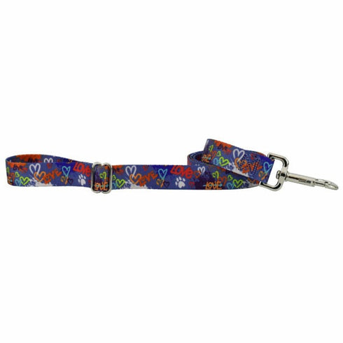 2Hounds Design Love Graffiti Blue Dog Leash 6' - Poudre Pet & Feed Supply